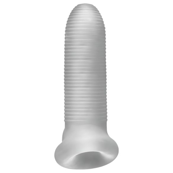 Fat Boy Micro Ribbed - návlek na penis - žebrovaný - 15 cm - bílý