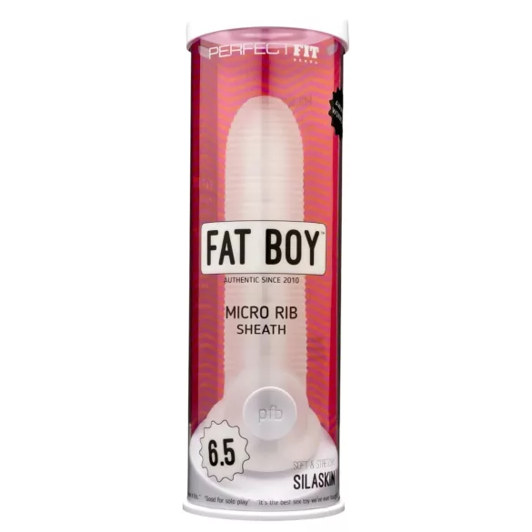 Perfect Fit - Fat Boy Micro Ribbed - návlek na penis (17 cm, bílý)