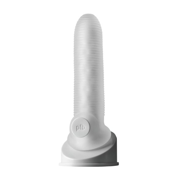 Fat Boy - návlek na penis - mikro rýhovaný - 17 cm - bílý