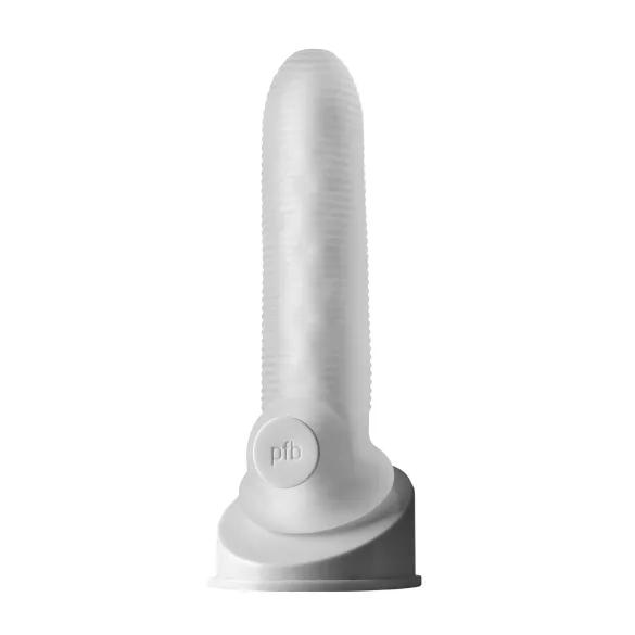 Perfect Fit - Fat Boy Micro Ribbed - návlek na penis (17 cm, bílý)