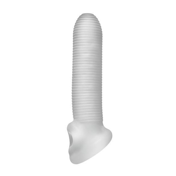 Fat Boy - návlek na penis - mikro rýhovaný - 17 cm - bílý