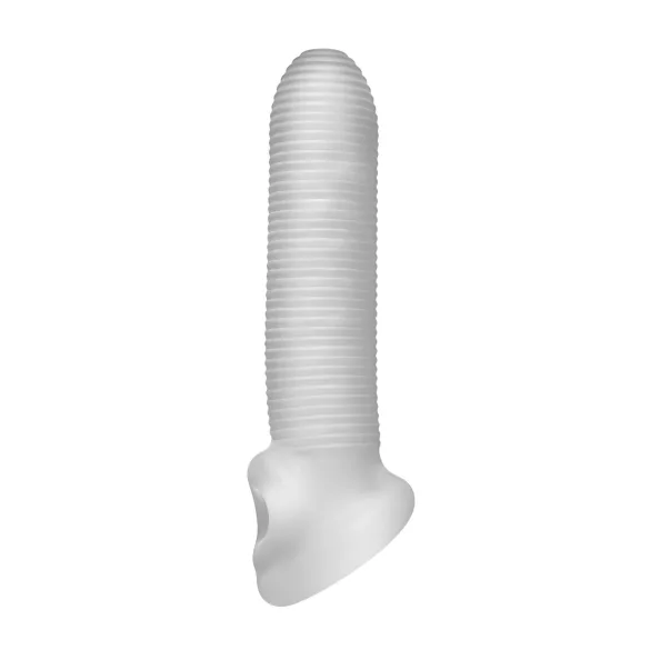 Perfect Fit - Fat Boy Micro Ribbed - návlek na penis (17 cm, bílý)