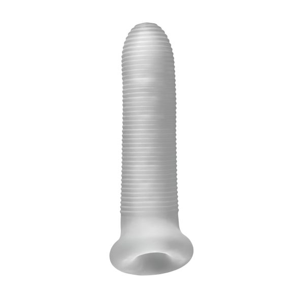 Fat Boy - návlek na penis - mikro rýhovaný - 17 cm - bílý