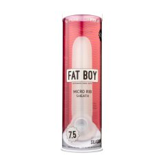 Fat Boy - návlek na penis - mikro drážky - 19 cm - bílý