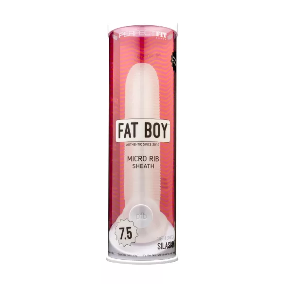 Fat Boy - návlek na penis - mikro drážky - 19 cm - bílý