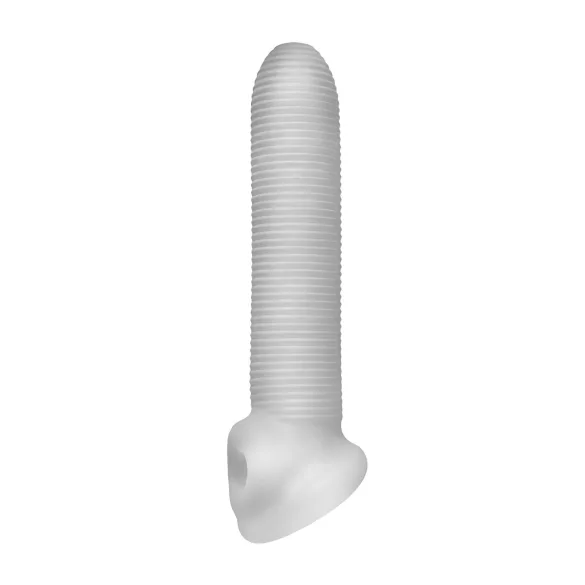 Fat Boy - návlek na penis - mikro drážky - 19 cm - bílý