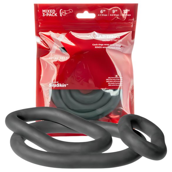 Perfect Fit Ultra Wrap - Sada silných kroužků na penis - černá (3 ks)