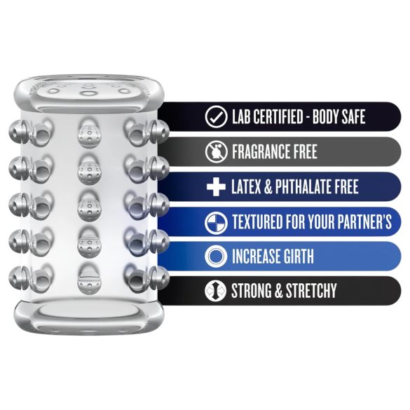 Stay Hard - erekční návlek na penis s výstupky - transparentní