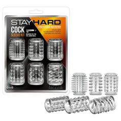   Stay Hard - sada erekčních kroužků na penis - průhledná - 6 ks