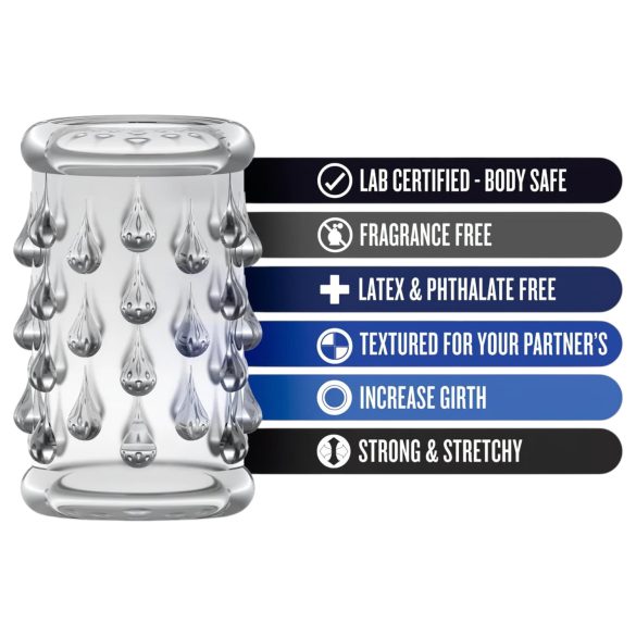 Stay Hard - erekční kroužek s výstupky - transparentní