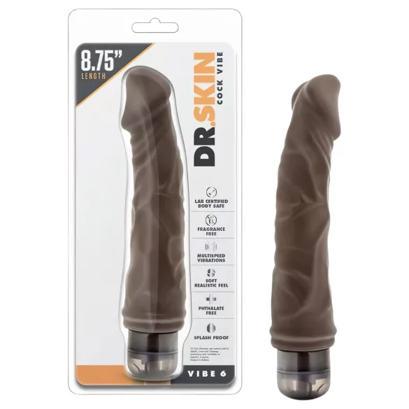 Dr. Skin Vibe No.6. - realistický vibrátor - hnědý
