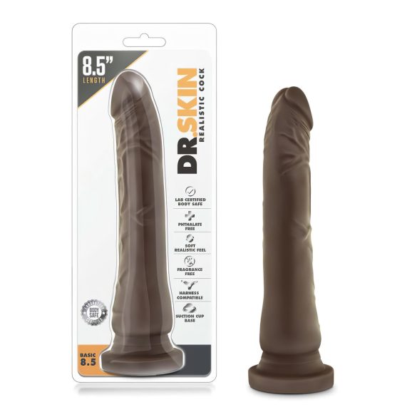 Dr. Skin 8,5 - realistický přísavný hnědý dildo (20,5 cm)
