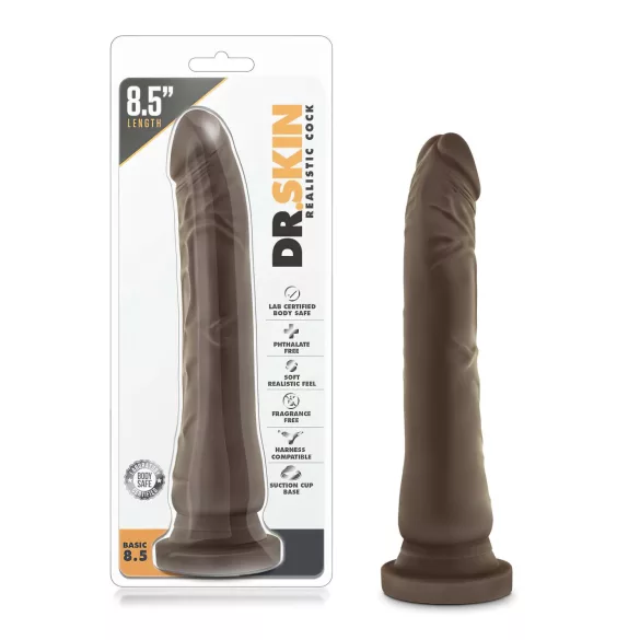 Dr. Skin - realistický dildo s přísavkou - hnědý 20,5 cm