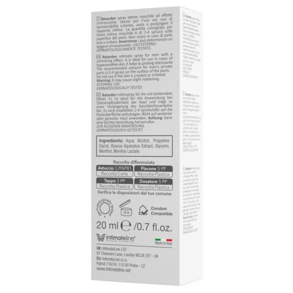 Intimateline R20 - chladivý zpožďovací sprej pro muže (20 ml)