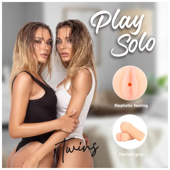 S-Line Twins - realistická umělá vagína (tělová barva) - 2 ks