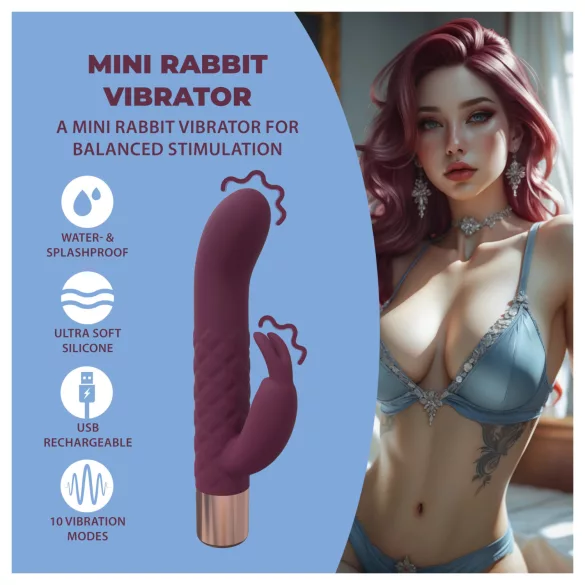 Loveline - mini vibrátor s králíčkem (červený)