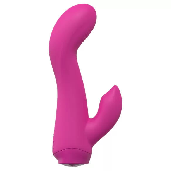 Loveline - zakřivený mini vibrátor s králíčkem (růžový)