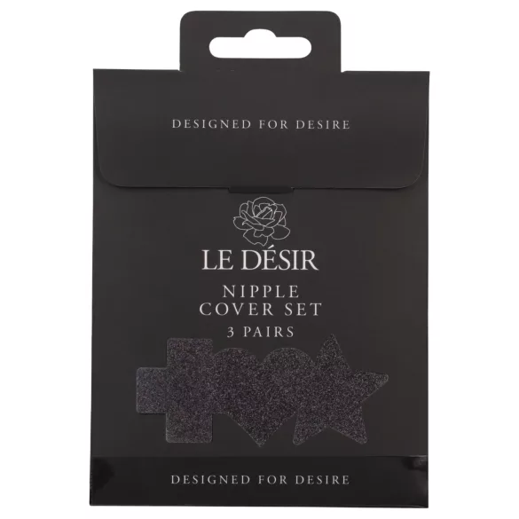 Le Désir - sada nálepek na bradavky - 3 páry (černá)