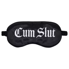   Au! - Saténová oční maska s nápisem „Cum Slut“ (černá)