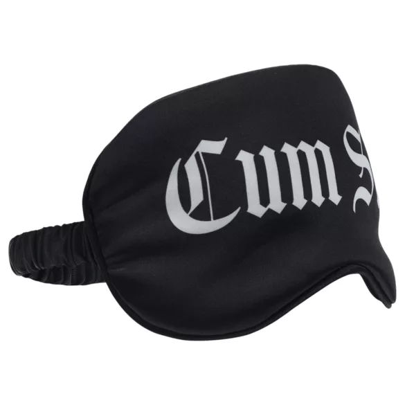 Au! - Saténová oční maska s nápisem „Cum Slut“ (černá)