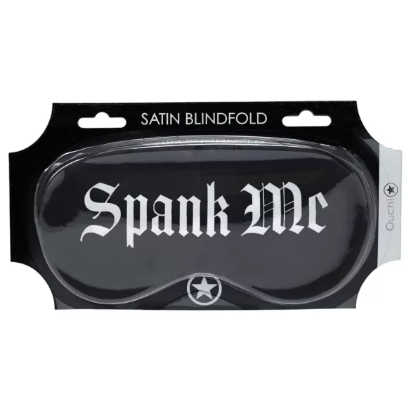 Au! - saténová oční maska s nápisem „Spank Me“ (černá)
