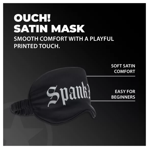 Au! - saténová oční maska s nápisem „Spank Me“ (černá)