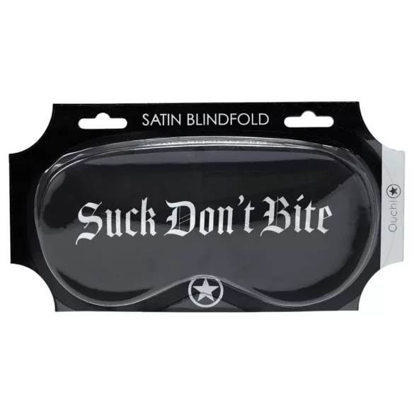 Au! - saténová oční maska s nápisem „Suck Don't Bite“ (černá)