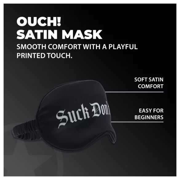 Au! - saténová oční maska s nápisem „Suck Don't Bite“ (černá)