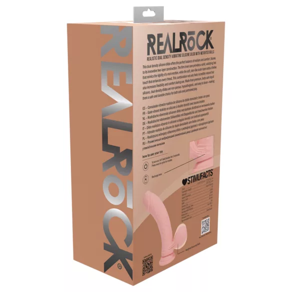 RealRock - realistický vibrátor s dvojitou hustotou (tělová barva) - 18 cm