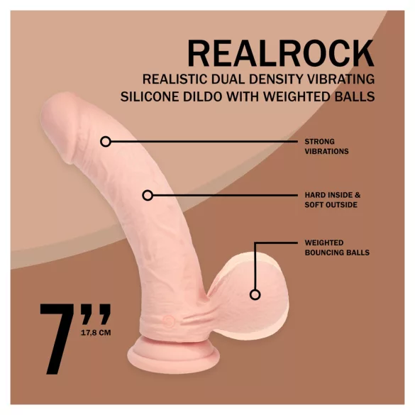 RealRock - realistický vibrátor s dvojitou hustotou (tělová barva) - 18 cm
