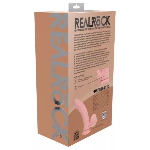RealRock - realistický vibrátor s dvojitou hustotou (tělová barva) - 20 cm