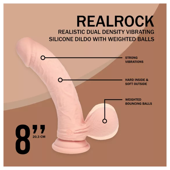 RealRock - realistický vibrátor s dvojitou hustotou (tělová barva) - 20 cm