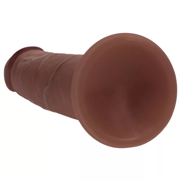 RealRock - realistické dildo s dvojitou hustotou (hnědé) - 15,5 cm