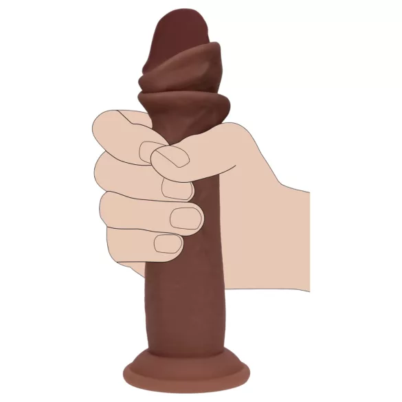 RealRock - realistické dildo s dvojitou hustotou (hnědé) - 15,5 cm