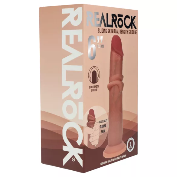 RealRock - realistické dildo s dvojitou hustotou (opálené) - 15,5 cm