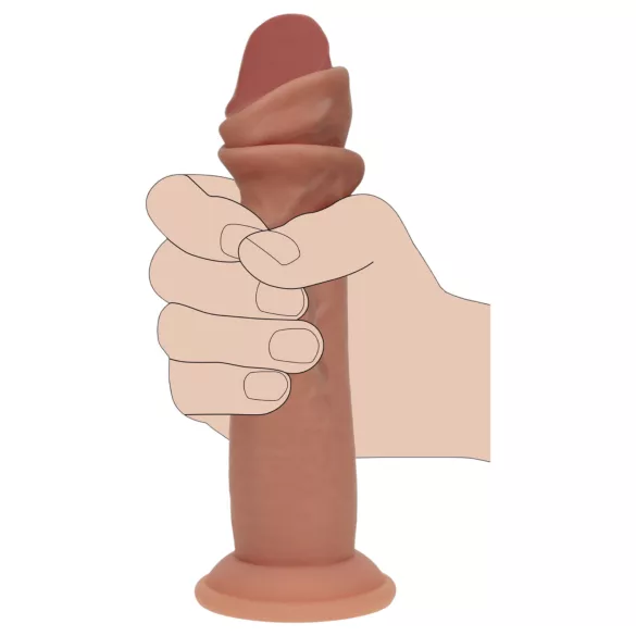 RealRock - realistické dildo s dvojitou hustotou (opálené) - 15,5 cm