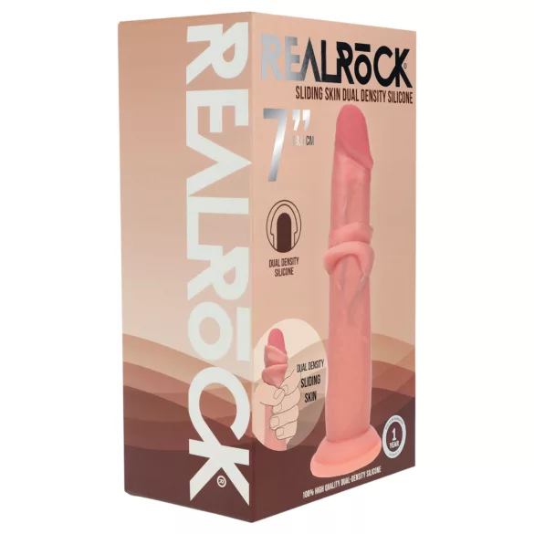 RealRock - realistické dildo s dvojitou hustotou (tělová barva) - 18,5 cm