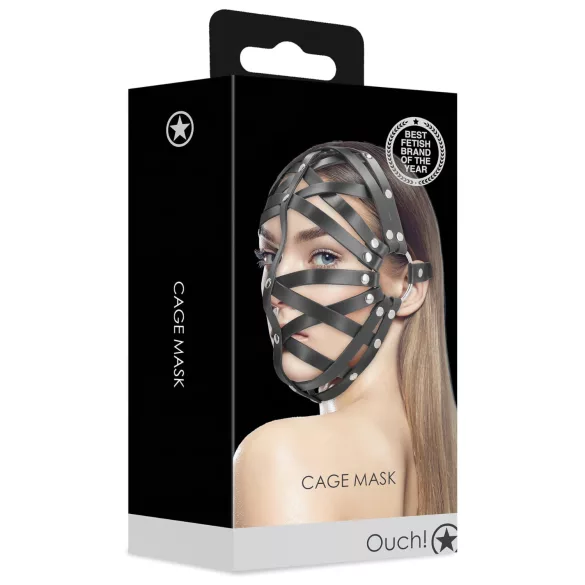 Ouch! - bondage maska - umělá kůže - černá