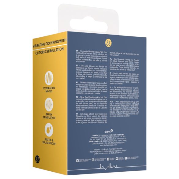 Loveline - vibrační erekční kroužek s klitorálním stimulátorem - šedý