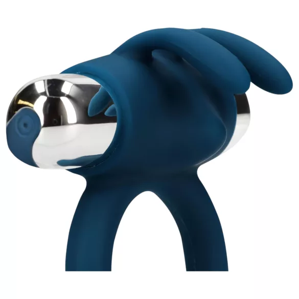 Loveline - vibrační erekční kroužek s králíčkem - modrý