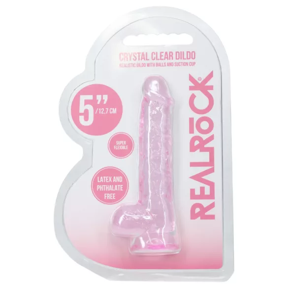 RealRock - realistické dildo s varlaty (růžové) - 12,7 cm