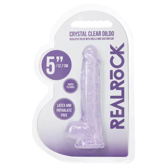 RealRock - realistické dildo s varlaty (fialové) - 12,7 cm