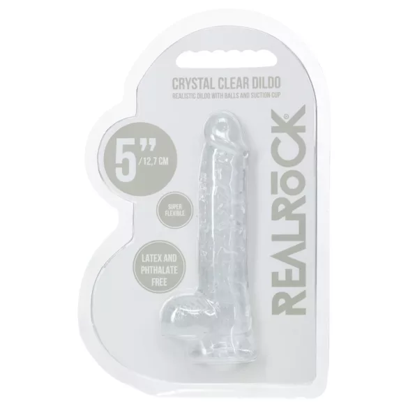 RealRock - realistické dildo s varlaty (průhledné) - 12,7 cm