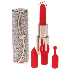   Loveline Candy - vibrační rtěnka se 4 nástavci (růžová)