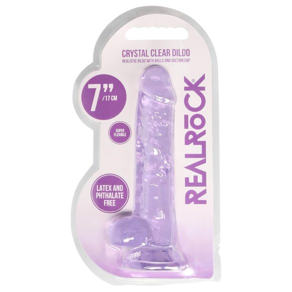 REALROCK - průhledný realistický dildo - fialový (17 cm)