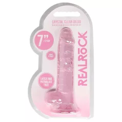   RealRock - realistické dildo - průhledné růžové - 17 cm