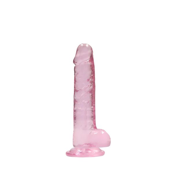 RealRock - realistické dildo - průhledné růžové - 17 cm