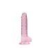 RealRock - realistické dildo - průhledné růžové - 17 cm
