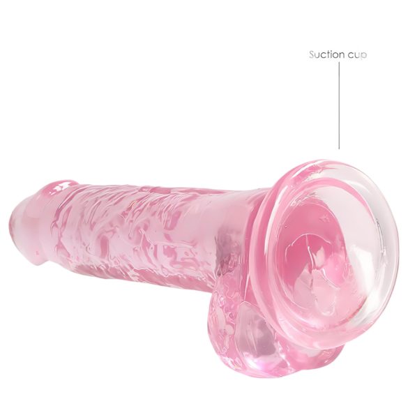RealRock - realistické dildo - průhledné růžové - 17 cm