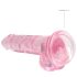 REALROCK - průhledné realistické dildo - růžové (17 cm)